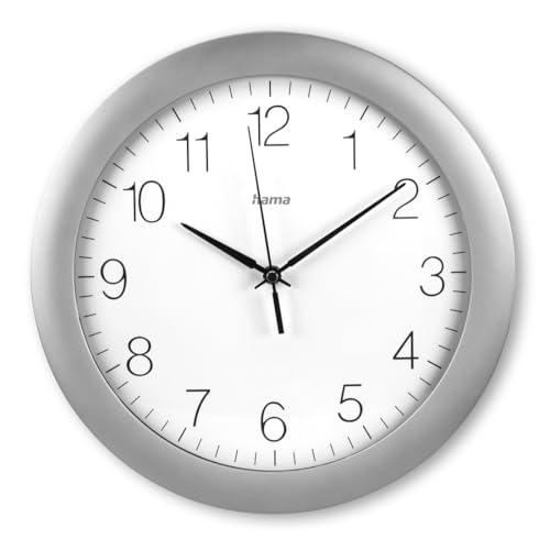 Hama Tenerife - Reloj de Pared radiocontrolado por Radio, 30 cm de diámetro, Pantalla de Hora Extragrande, Reloj de Pared analógico, con manecillas de Horas, Minutos y Segundos, Cubierta de Cristal,