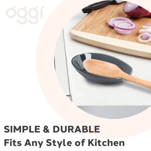 OGGI Spooner Ceramic Spoon Rest- Set of 4 - Spoon Rest for Stove Top, Spoon Holder for Countertop, Kitchen Decor for Counter, Coffee Bar Accessories, Slate Blue by Oggi - Image 3