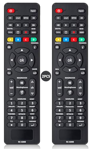 (Pack of 2) Universal TV Remote Control Replacement for TCL, Samsung, Insignia, LG, Hisense, Sony...