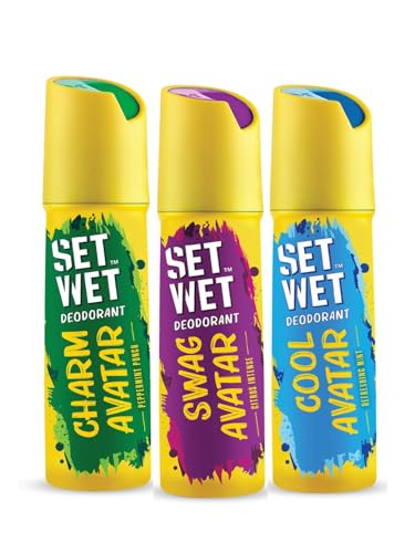 Set Wet Cool, Charm & Swag Avatar Deodorant & Body Spray Perfume For Men,Pack of 3,180 ml Each
