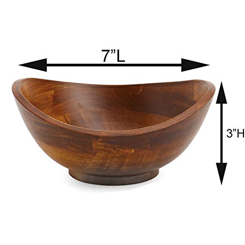 Woodard & Charles Set Of 4 Individual Wood Serving Bowls For Salad, Fruit, Snacks, Nuts Candy And More, 7" X 6 1/2" X 3" #TOP3