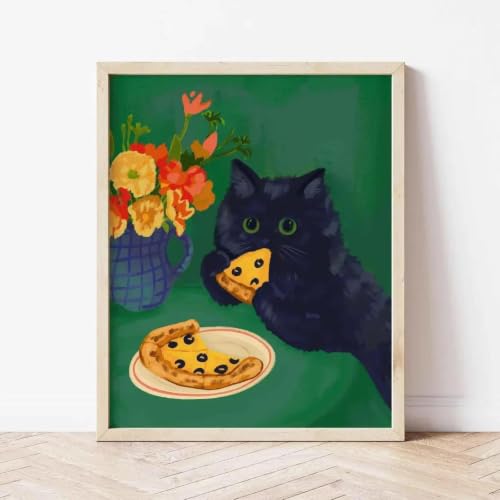 Tableau pizza et fleur orange éclatante Baibexing affiche sur toile impression haute définition