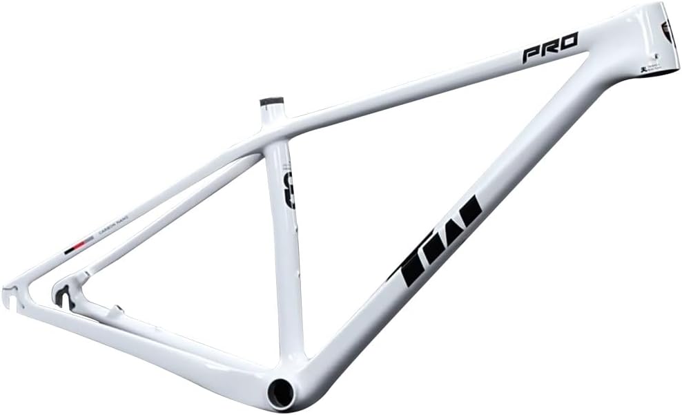27.5er 29er XC Hardtail Mountain Bike Frame 15/17/19in Carbon Fibre Disc Brake Frame 135mm Quick Release Cyclocross Bike Frame BB92*41mm(White,29 * 15")