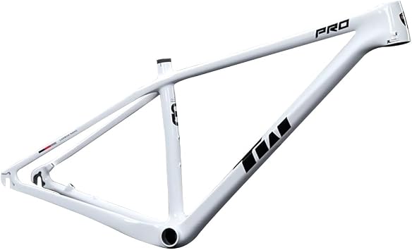 27.5er 29er XC Hardtail Mountain Bike Frame 15/17/19in Carbon Fibre Disc Brake Frame 135mm Quick Release Cyclocross Bike Frame BB92*41mmWhite,27.5 * 17"