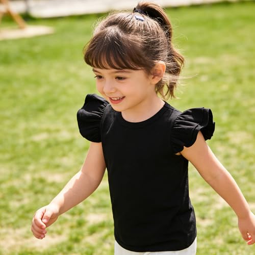 Image of LYSMuch Toddler Girls Short Sleeve Ruffle Basic Blouse