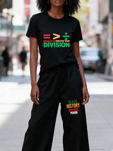 Image of Black History Pajamas, Graphic Matching Sets for Women, Magic Afro American Natural Hair Vintage Melanin T-Shirts and Pants