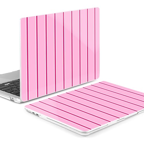 Image of MEEgoodo Case for M5 /M4 /M3 /M2 MacBook Air 13 inch 2026 2025 2024 2022, Fit Model A3449 /A3240 /A3113 /A2681, Case Compatible with MacBook Air 13.6-inch, Magenta&White Stripes