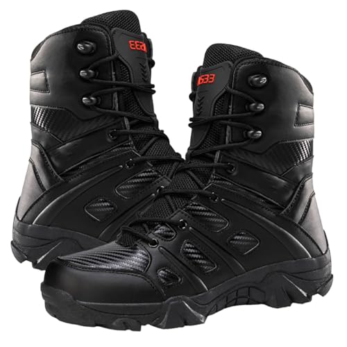 EinPlus Men's Military Tactical Boots: Hiking Boots Side Zip for Outdoor Adventure Seekers