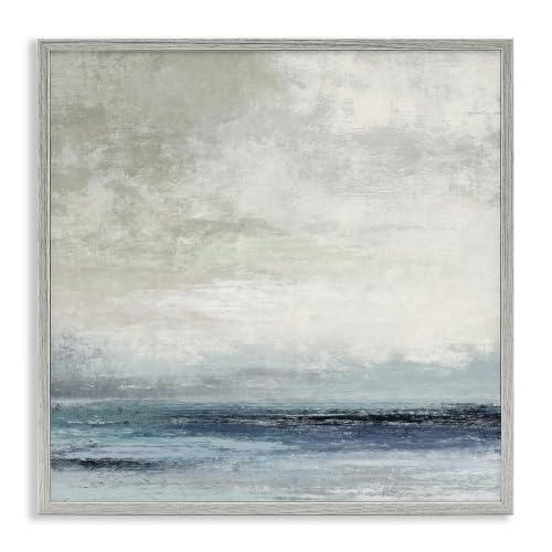 Rainy Sea Shoreline Abstract, 24 x 24 Inch Framed Giclée Print