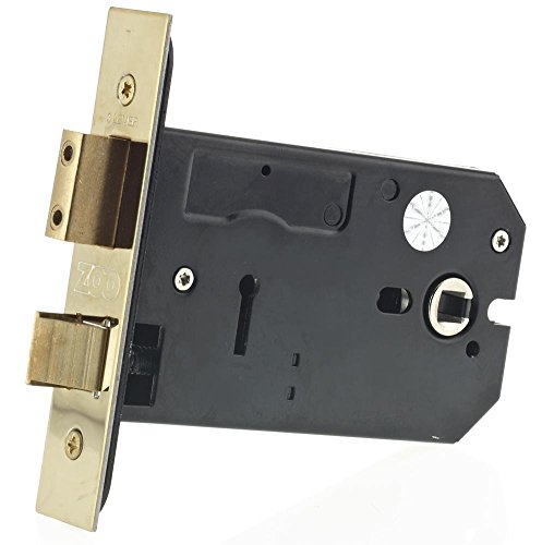 ZUKH3152PVD Horizontal 3 Lever 152mm Mortice Lock Brass Faced