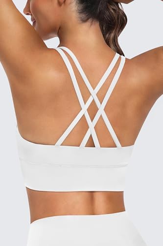 Image of MIRITY 3-Pack Strappy Sports Bras for Women - Criss Cross Back Padded Workout Yoga Top