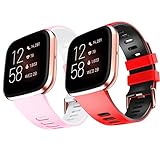 ANBEST 2-Pack Silikon Uhrenarmband Kompatibel mit Fitbit Versa 2/Versa Armband, Zweifarbiges, stylisches Ersatzarmband mit Schnellverschluss Uhrenarmband für Weiblich & Männlich