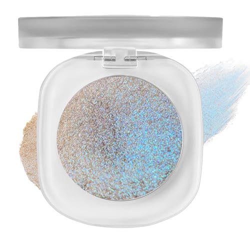 Holographic Chameleon Eyeshadow, Cream to Powder Duochrome Highlighter, Blue Purple Color Shift, Long Lasting Iridescent Face & Eye Makeup, Smooth Blendable Metallic Finish (#04)
