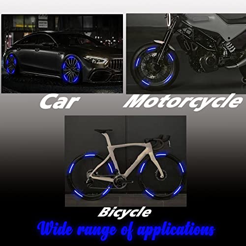 20Pcs Luminous Car Wheel Decorative Stripe Stickers, Night Safety Warning Car Stickers,Anti-Scratch Reflective Edge Sticker Car Motorcycle Wheel Safety Decorative Car Decals Universal (Blue A) #TOP1