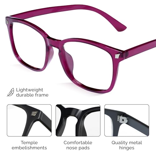 Image of livho High Tech Blue Light Blocking Computer Glasses | Advanced Blue Light Blocking, Screen Fatigue Protection, UV Protection, Black + Dark Purple