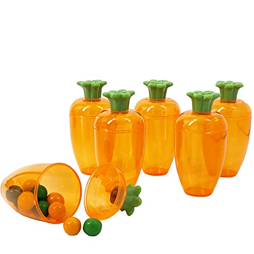 Image of The Dreidel Company Fillable Easter Carrots Containers, Bright Orange Plastic Carrot, Perfect for Easter Hunt, Surprise 5.5" Inch Carrots (12-Pack)
