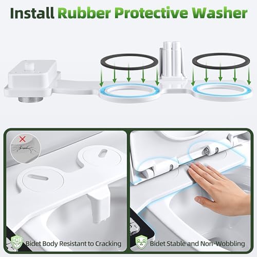 SAMODRA Bidet Attachment - Non-Electric Cold Water Bidet Toilet Seat Attachment with Pressure Controls,Retractable Self-Cleaning Dual Nozzles for Frontal & Rear Wash - Black - 2