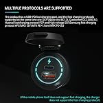 BlueFire USB C Car Charger, QC 3.0 USB Fast Charger, Dual USB Charger Socket, IP66 Waterproof Car Charger Adapter with LED Lights for Car Boat Marine RV Motorbike