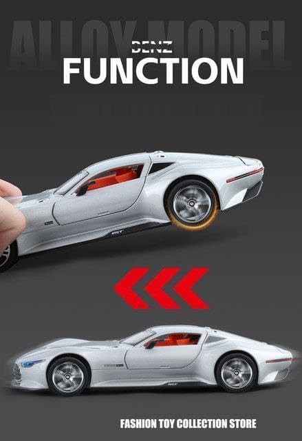 Image of Scale 1:24 Marcdes Vision AMG GT Future Alloy Diecast Pullback Metal Car Toy with Sound Light & Opening Doors - Best Gift Toy for Kids (1:24 Mercdes Vision AMG GT Future - Silver)