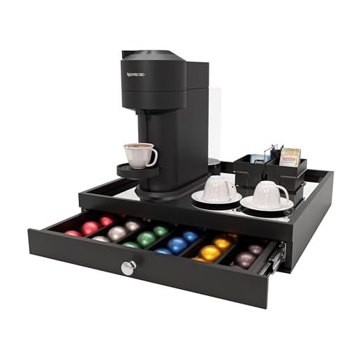 Reluz Art Bandeja Porta Cápsulas Espelho 1 Gaveta com Corrediças Telescópicas para Cápsulas Nespresso Original, Vertuo, Dolce Gusto Três Corações ou Delta Q (Nespresso Vertuo Grande, Preto)