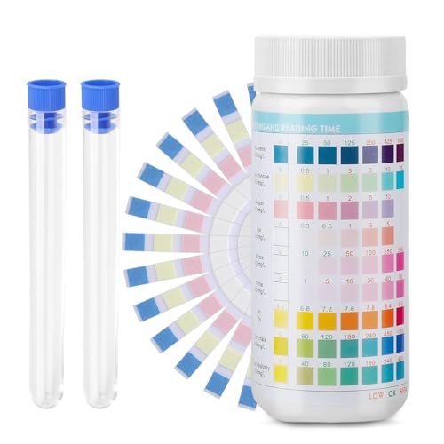 9 In 1 Aquarium Teststreifen, 200 Streifen Aquarium Test,Aquarium Wassertest Aquarium Teststreifen für Aquarien Aquarium Zubehör zur Messung von pH Wasserhärte Chlor Nitrit Im Aquarium Fischbecken