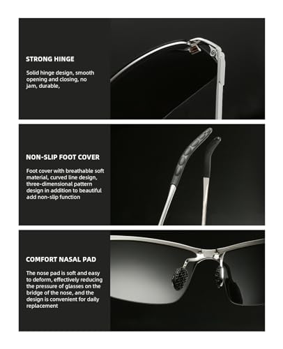 Generic Polarized Safety Glasses for Men Photochromic Sunglasses UV400 Protection Ultra Light(0.06lb) Golf/Fishing/Outdoor/Riding/Climbing Sunglasses(Grey), Gold2