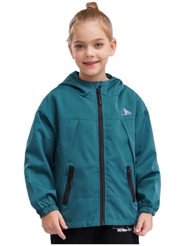 YEAHDOR Girls Boys Lightweight Windproof Jackets Outdoor Hiking Climbing Hooded Jacket Windbreaker Outerwear