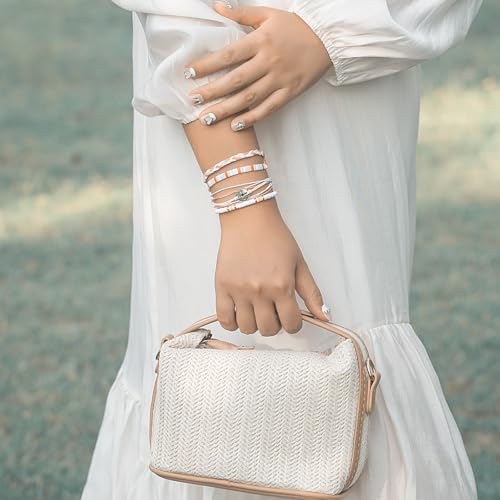 FANCY SHINY Beaded String Bracelets Compass Charm Clay Beads Boho Bracelet Stack Friendship Bracelets for Women2