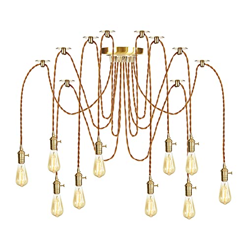 Plafonnier suspendu îlot de cuisine lustre design en laiton hauteur réglable 4 lumières