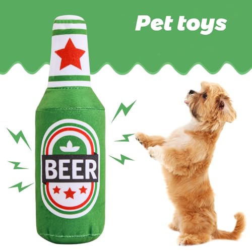 Bierflaschen-Plüschspielzeug,Quietschendes,Interaktives Hundekauspielzeug,Weiches Bierflaschen Plüsch,Lustiges und Süßes Plüschspielzeug für kleine,Mittelgroße und Große Hunde und Andere Haustiere