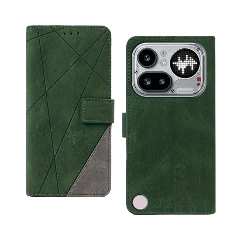 Image of amazon basics Nothing Phone 4A Pro 5G Flip Cover | Card Pockets Wallet & Stand | Flip Cover for Nothing Phone 4A Pro 5G (Green with Grey)