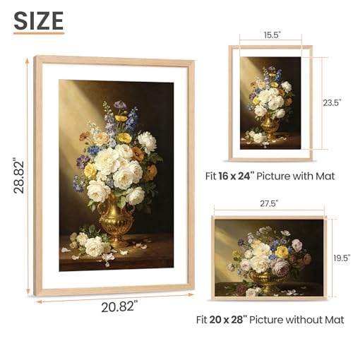 Image of upsimples 20x28 Picture Frame Solid Wooden, Nursery Decor, 1Pack Natural