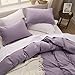 Bedsure Grayish Purple Duvet Cover Queen Size - 3 Pieces Prewashed Cotton-Like Extra Soft Bedding Set, Includes 1 Duvet Cover 90x90 Inches with Zipper Closure & 2 Pillow Shams, Comforter Not Included