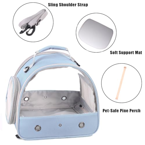 halinfer Porta-viagens para pássaros, porta-periquitos portátil para pássaros pequenos com poleiro (