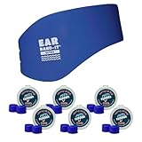 Ear Band-It Ultra Swimming Headband with Putty Buddies earplugs - 6 Pair Soft Silicone Premium Ear Plugs - The Best Swim Headband and Earplugs - Doctor Recommended (Blue, Medium)