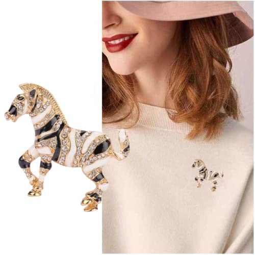 Cute Striped Zebra Brooch Gold Plated Vintage Statement Huge Lapel Pin Crystal Rhinestone Enamel Animal Fashion Jewellery #TOP3
