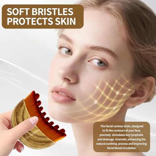 Image of Lymphatic Contour Face Brush for Sculpting & Drainage - Facial Massager for Jawline, Chin & Neck - Anti-Puffiness, Detox & Lift, Improves Skin Glow & Absorption