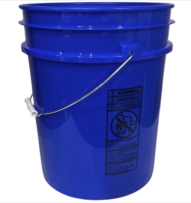 House Naturals 5 Gallon Food Grade Blue Bucket with Red Screw on Lid- 3 Pack- Made in USA