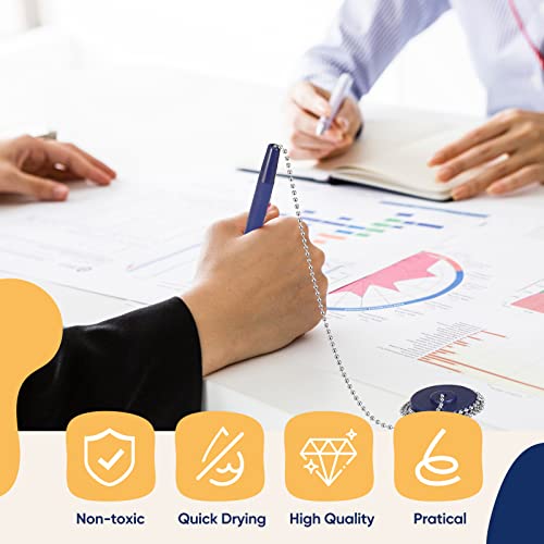 Secure Pen With Adhesive Pen Chain And Security Pen Holder For Home Office Supplies 6 Pcs (Blue Ink) #TOP5