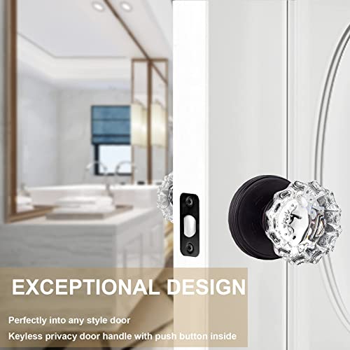 Shiny Handles Glass Door Knobs Interior With Lock, Privacy Crystal Door Knob For Bedroom And Bathroom (Venetian Bronze,1Pack) #TOP5
