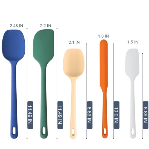 FAOGO 5 Pieces Silicone Spatula Set, Food Grade, Cordless, Portable, Home, Blue — view 2