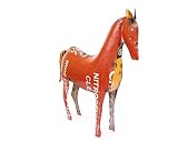 De Kulture - Figura decorativa de caballo de hierro reciclado hecho a mano, decoración de vacaciones, ideal para decoración de jardín, balcón, terraza, 10.5 x 2.5 x 11 pulgadas (LWH) pulgadas