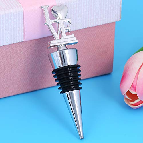 12Pcs Wedding Favor For Guests,Silver Metal Love Shape Wine Bottle Stopper Beer Wine Cork Plug Champagne Saver With Gift Box For Wedding Favor Party Gift By Weddparty(Love Silver) #TOP4