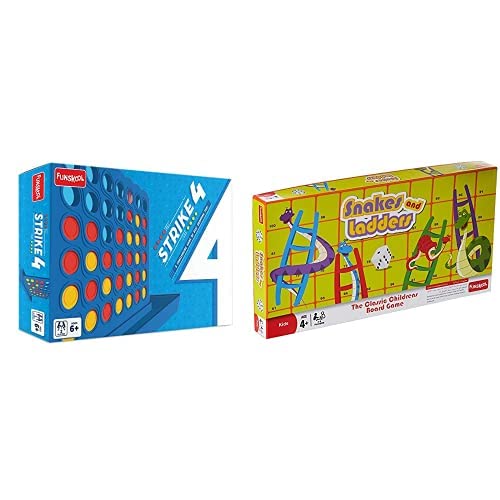 Funskool Tabletop Game - Strike 4, Classic Disc Dropping Game, Get 4 in A Row, Connect Game, 2 Players, 6 & Above Games - Snakes & Ladders, 2-4 Players, 4 & Above
