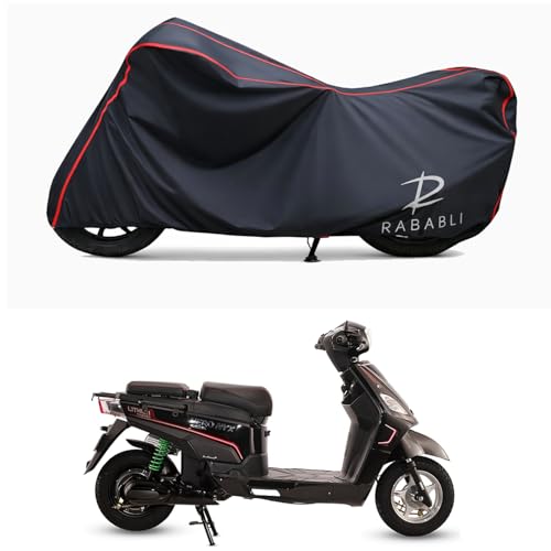 Image of Waterproof Bike Body Cover Compatible for | Hero Electric NYX HX | Taffeta Fabric, Red Piping Design, Bottom Elastic Fit | Dustproof, Sun UV & Rain Protection for All Bikes