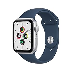 Apple Watch SE (Gen 1) [GPS 44mm] Smart Watch w/Silver Aluminium Case with Abyss Blue Sport Band. Fitness & Activity…