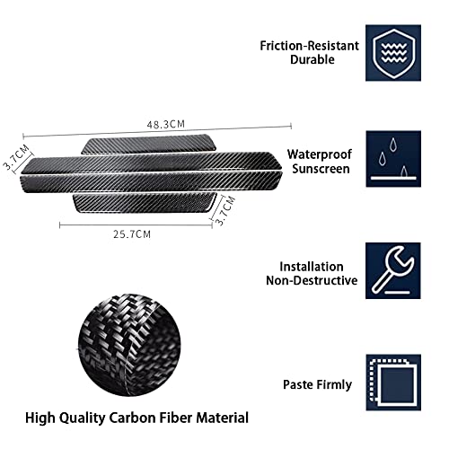 Image of Door Threshold Protector,Carbon Fiber Emblem Scratch Pad Door Entry Guard Decals Badge Sports Decoration Lossless Installtion Accessories 4 Packs