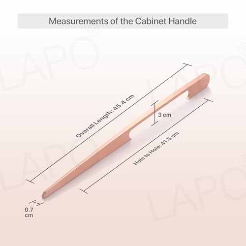 Image of LAPO 18 Inch Pull Handles for Home Interior, Pulls for Drawer and Wardrobe, Neat Holding Shape, Corrosion Resistant, Hole to Hole Size 41.5 cm, Easy Fit Design (Rose Gold, Pack of 2)