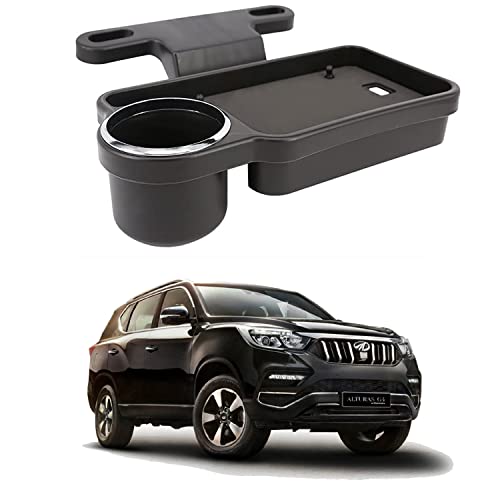 Image of Oshotto (FT-04) Foldable Car Auto Headrest Rear Back Seat Table Drink Food Cup Tray Holder Compatible with Mahindra Alturas - Black