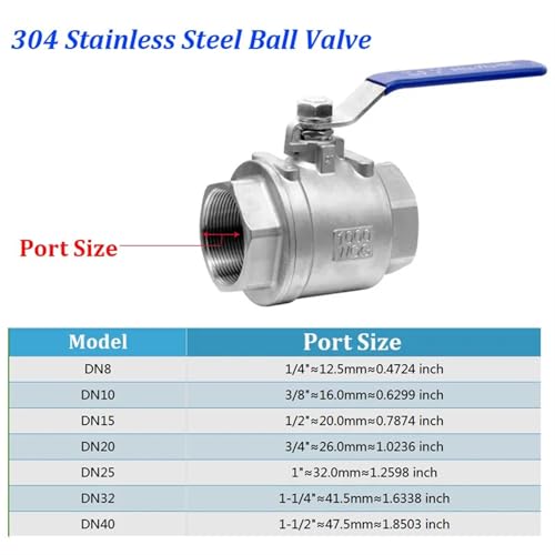 Válvula de bola de acero inoxidable SS304 de 1/2 pulgada con rosca hembra de 2 piezas 4